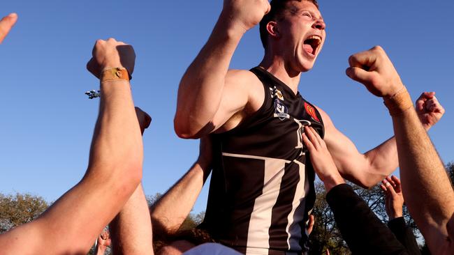 Ballarat FNL grand final: Darley v North Ballarat: Billy Myers of Darley celebrates victory at City Oval on September 23, 2023 in Lake Wendouree, Australia.Picture: Hamish Blair