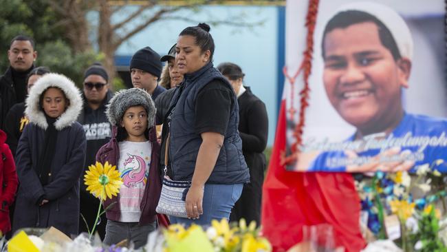 The memorial for, fatally stabbed teenager Solomone Taufeulungaki in Deer Park. Picture: Sarah Matray