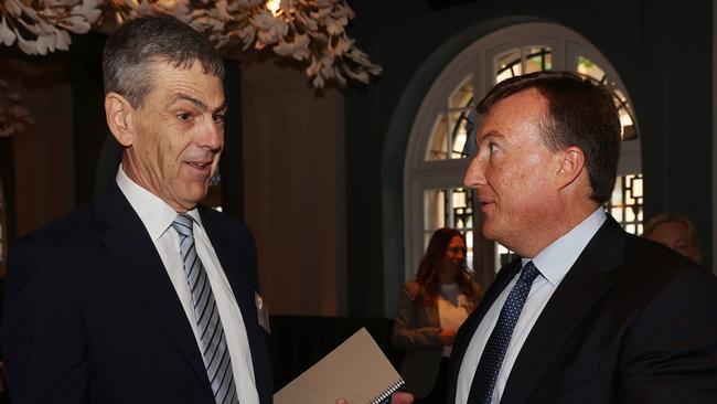 The Australian’s policy editor Tom Dusevic with Business Council of Australia CEO Bran Black at the BCA Competitiveness and Productivity Roundtable. Picture: John Feder