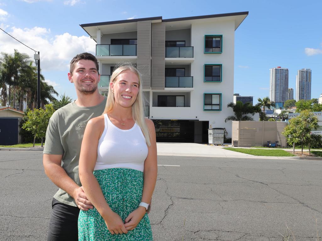 Lily Pope and Jed Van Der Moolen who finally secured a home in Southport after searching for months amid the Coast's rental shortage. Picture Glenn Hampson