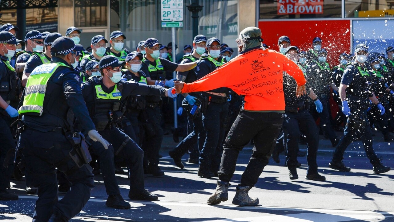 Demonstrations turn violent as anti-lockdown protesters clash with police in Melbourne