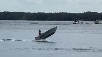 This tinny driver was seen hooning around the Broadwater on Thursday morning.