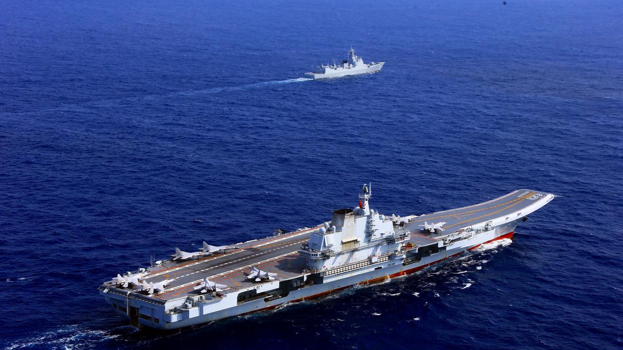 Chinese aircraft carrier Liaoning in the western Pacific. Picture: PLA