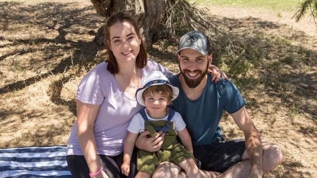 Ruby Meyer with partner Jake Rivett and son Cooper, 3. Picture: Supplied