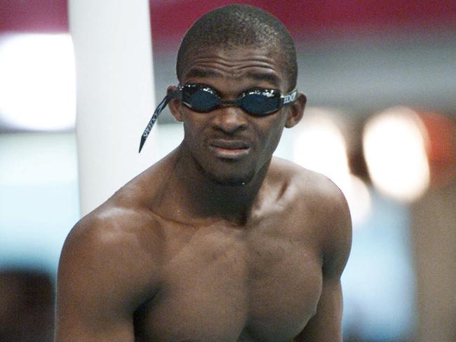 Swimming - Equatorial Guinea swimmer Eric Moussambani only competitor competing in mens 100m freestyle heat race at Sydney Olympic Games 19 Sep 2000.