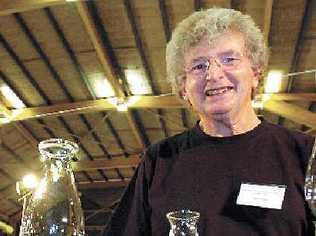 Glass gems: Stallholder Max Hardman with some of his beautifulglassware on sale at the Alstonville Rotary Antiques and Collectables Fair on Saturday. . Picture: Cathy Adams