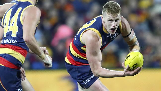 Reilly O'Brien in his first AFL game. Picture: Sarah Reed.