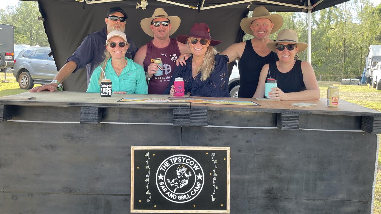 The Tipsy Cow Bar and Grill Camp made up of Tony, Carol Anne, Debbie, Robbie, Trina and Paul. Picture: Christine Schindler