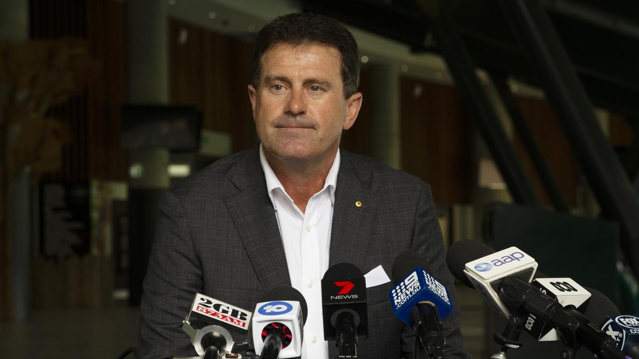 Former Australian captain Mark Taylor holds a press conference at the Sydney Cricket Ground and announces his decision to step down as Director of the Australian Cricket Board.