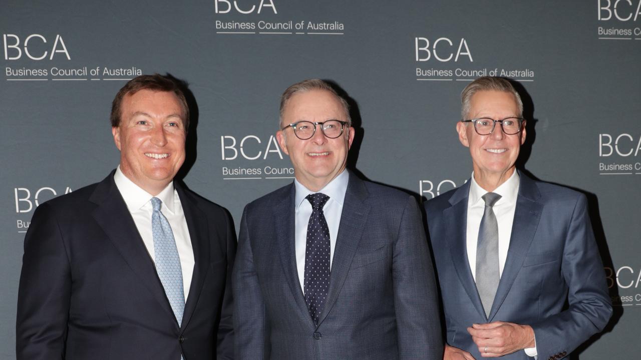 Business Council of Australia chief executive Bran Black (left) says his peak body is supportive of many initiatives put forward by the Albanese government. Picture: NewsWire / Christian Gilles