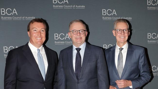 Business Council of Australia chief executive Bran Black (left) says his organisation welcomes the housing minister’s call to scrap stamp duty. Picture: NewsWire / Christian Gilles