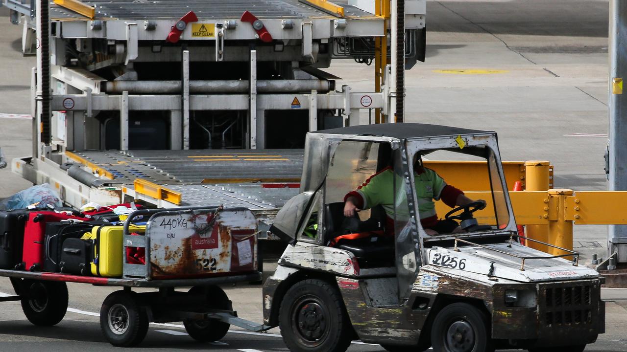 In July, up to one in 10 pieces of luggage was being lost or weren’t loaded onto domestic flights leaving Sydney airport. Picture: Daily Telegraph/Gaye Gerard