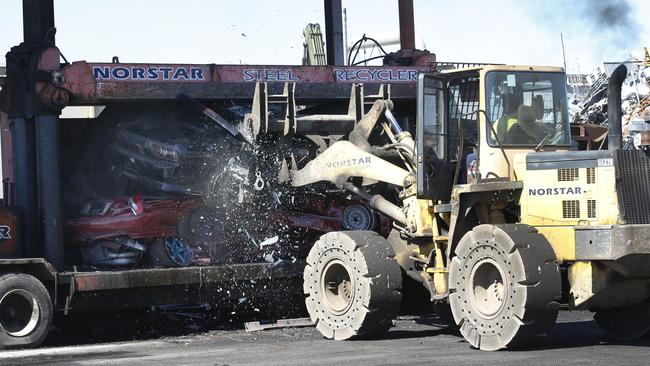 A wife’s car will be crushed after her dodgy-driving husband was again caught behind the wheel.