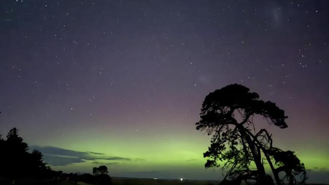 Aurora australis lights up the sky in the South East. Picture: Amber Buhlmann/aurora australis Facebook page