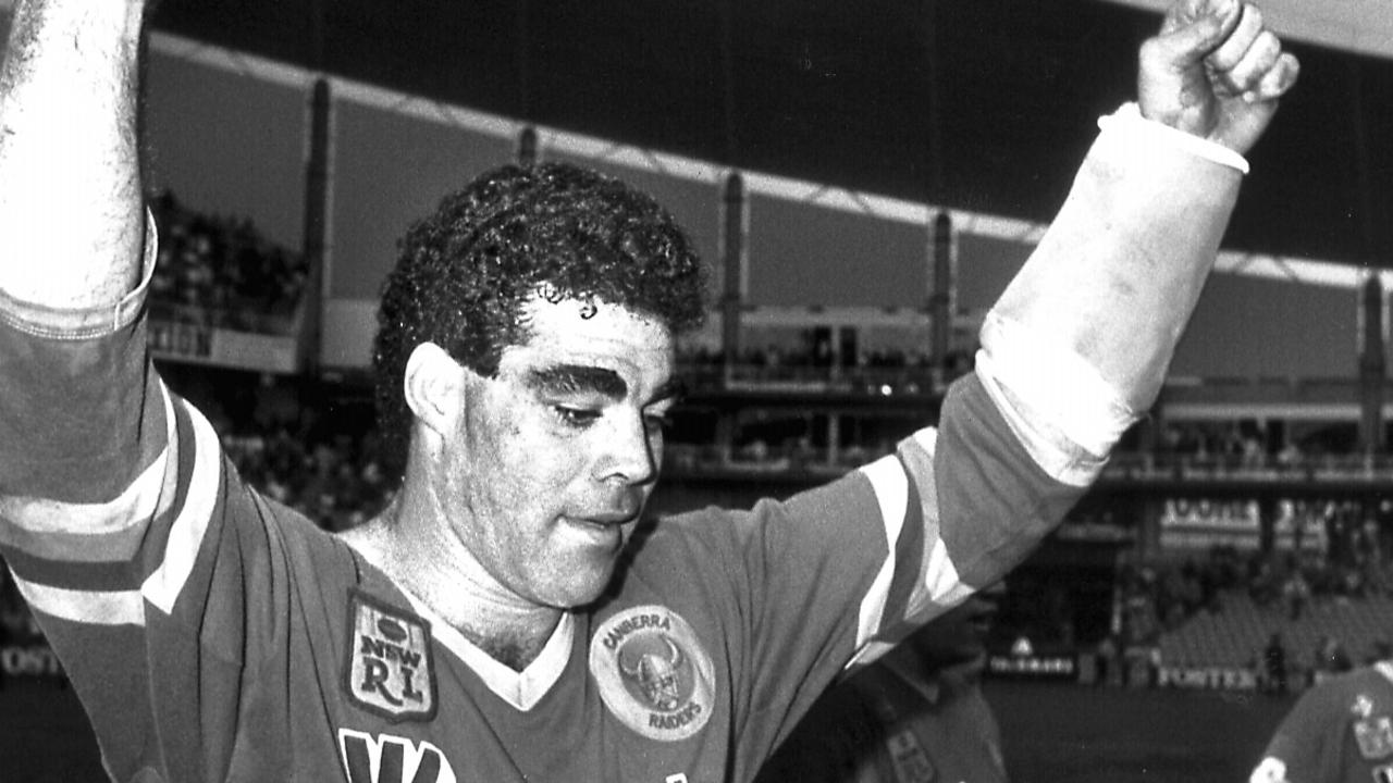 Mal Meninga captained the Canberra Raiders to their inaugural premiership in 1989 after suffering a broken arm. Pic Peter Kurnik 