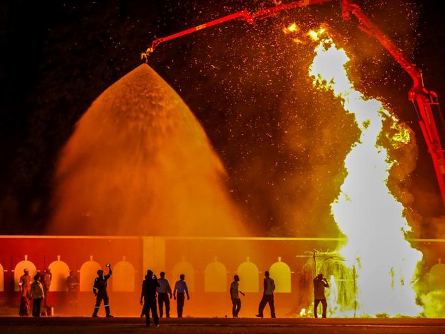 Civil Defence members, firefighters and NDRF personnel participate in the nationwide 'Blackout' war preparedness drill in Lucknow, India. Picture: Getty Images