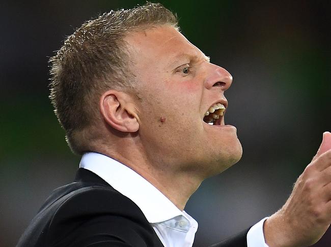 Coach of the Wanderers Josep Gombau is seen during the round 6 A-League match between Melbourne City and the Western Sydney Wanderers at AAMI Park in Melbourne, Sunday, November 12, 2017. (AAP Image/ Julian Smith) NO ARCHIVING, EDITORIAL USE ONLY
