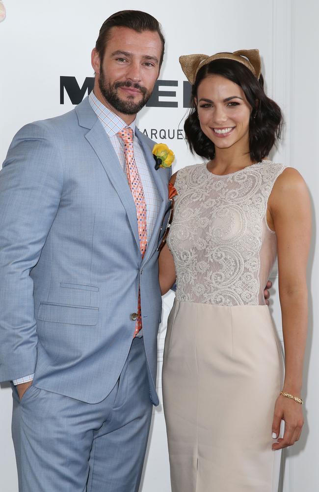 Kris Smith and Maddy King in the Myer marquee at the Melbourne Cup.