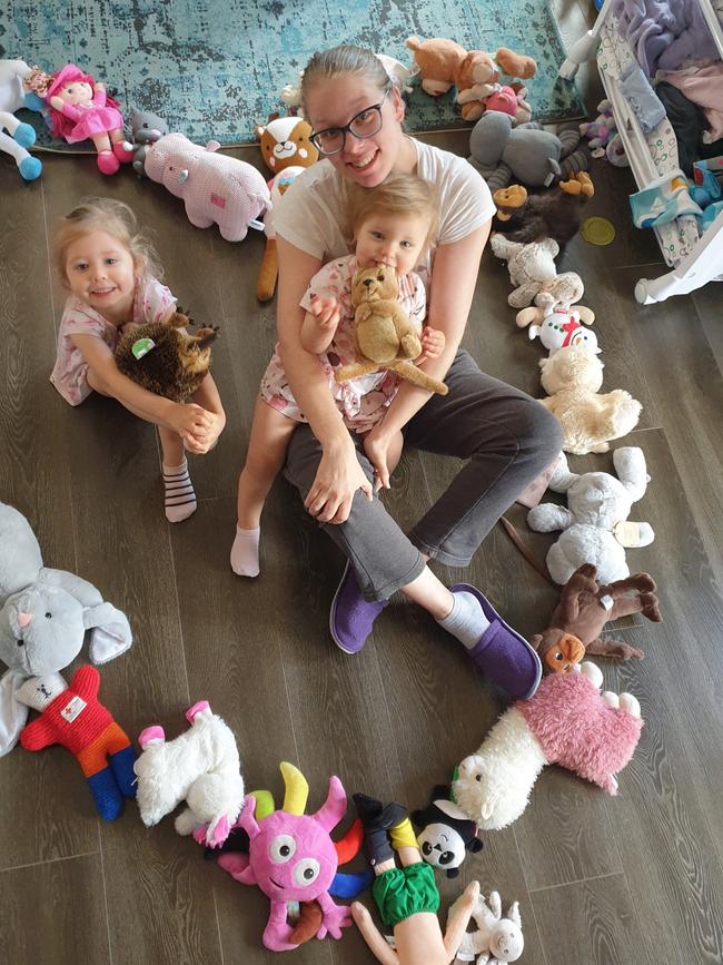 Charlotte De Martino with her daughters Freja, three, and Astrid, one.