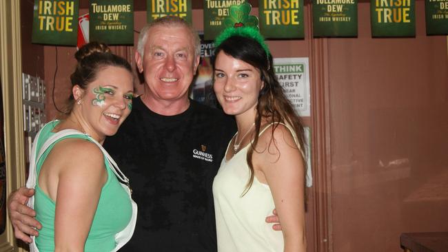 Fiddlers Green Irish bar owner Anthony Tormey with ex-barmaids Edel Murphy and Katya Holker.