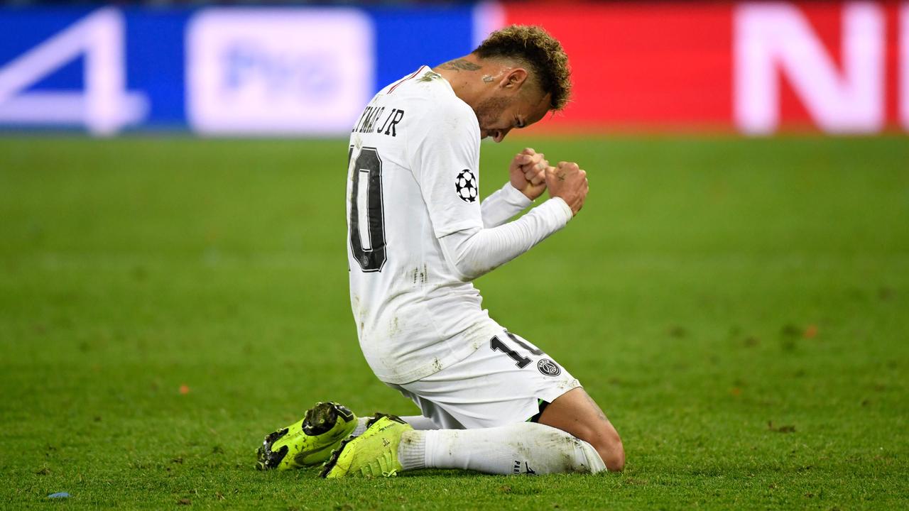 Neymar celebrates at the end of the game.