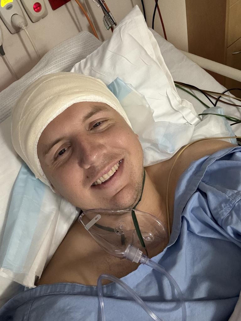 Zach Morrissey in hospital during his battle against brain cancer. Picture: Supplied