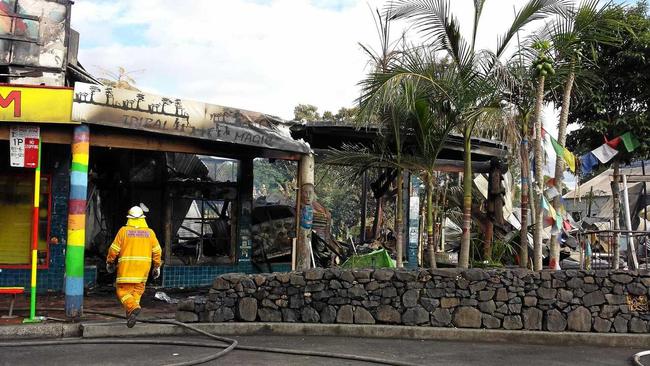 The scene of the fire in Nimbin&#39;s main street in 2014.