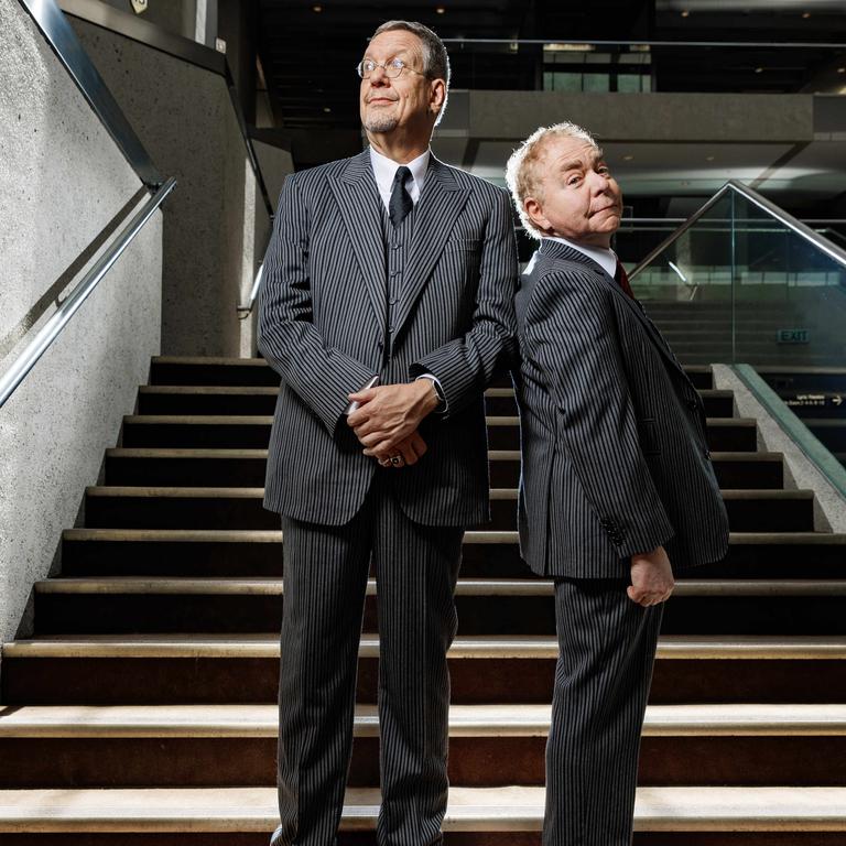 Las Vegas Magicians Penn Jillette and Teller at QPAC ahead of their 50th Anniversary Tour shows starting on Wednesday night. Picture Lachie Millard