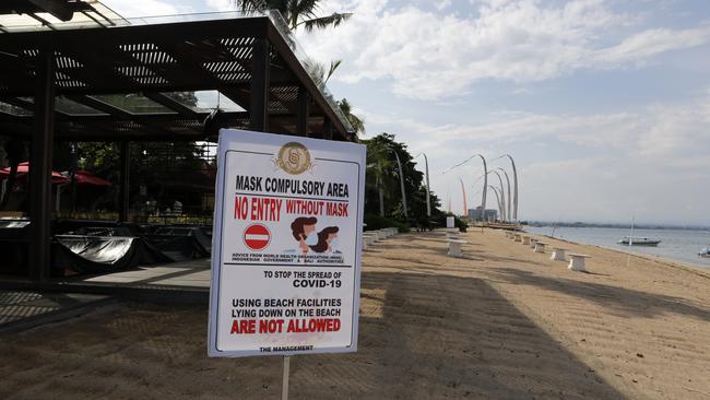 Sanur beach in Bali, Indonesia this month. Picture: AP Photo/Firdia Lisnawati.