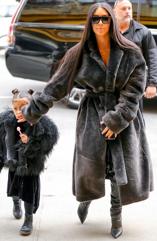 North West and Kim Kardashian showing off the ‘mini me’ trend in New York. Picture: Splash