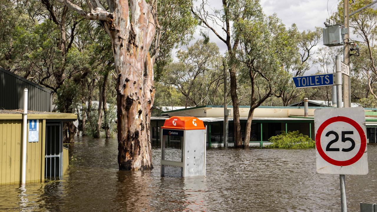 The Blanchetown Caravan Park on December 12 – and the flooding has worsened since then. Picture: Morgan Sette