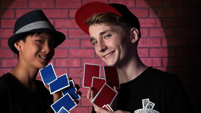 Teen magicians Lucas Itrawan and Ash Hodgkinson. Picture: John Fotiadis