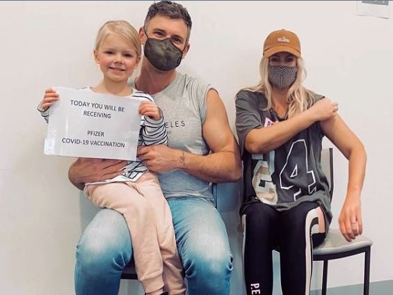 Cats great Cam Mooney and his wife Seona with their daughter Frankie, 5. Picture: Instagram