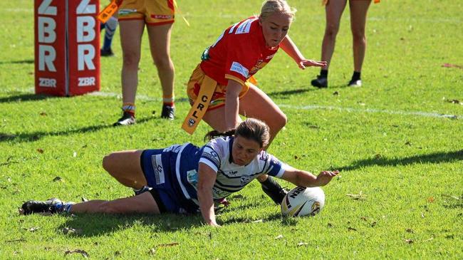 GOOD GHOST: Elle Moss was one of a number of Grafton Ghosts keen on entering the nine-a-side tackle competition over Summer. Picture: Grafton Ghosts