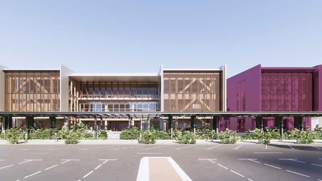 An updated artist impression of the CQUniversity Cairns CBD campus showing what would become the "health and engineering wing" should the provider receive additional federal funding. Construction on the original concept is still expected to start in 2025 and be complete by 2028.