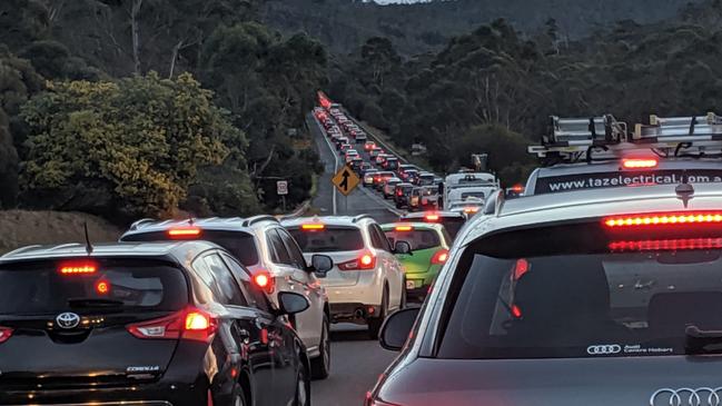 Commuters at a standstill on the Southern Outlet on Monday. Picture: DAVID KILLICK