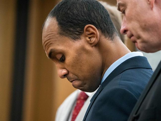 Former Minneapolis police officer Mohamed Noor reads a statement before being sentenced in the fatal shooting of Justine Damond. Picture: AFP