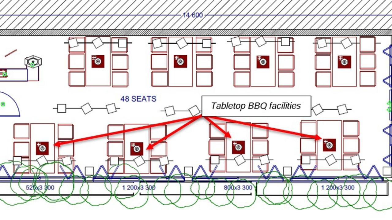 The Bing's Nomiya outdoor extension will have eight tables with in-built tabletop BBQs for patrons to cook meat and vegetables. Photo: Contributed