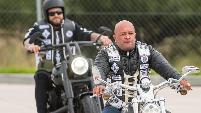 Finks president Kosh Radford pictured at Wodonga during a gang run recently. Picture: Simon Dallinger.