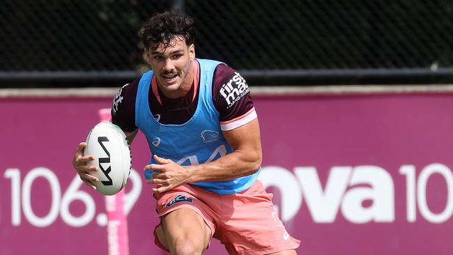 Herbie Farnworth in action at Brisbane Broncos training. Picture: Liam Kidston