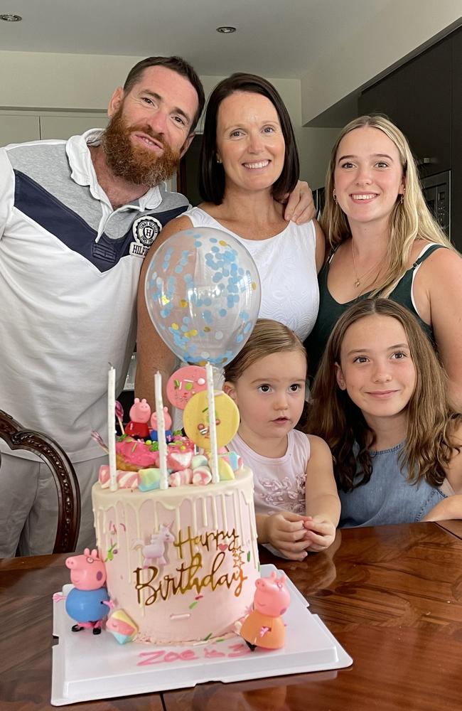 Jason Akermanis, wife Megan and their children Charlotte, Sienna and Zoe.