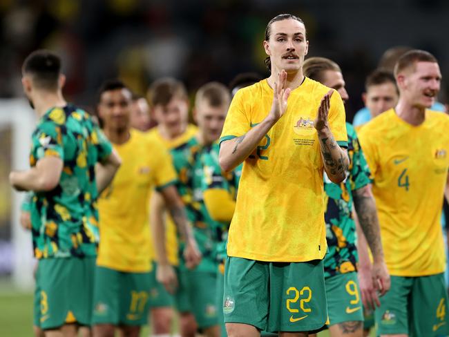 Jackson Irvine says the Socceroos can create ‘special memories’ at Wembley. Picture: Brendon Thorne/Getty Images