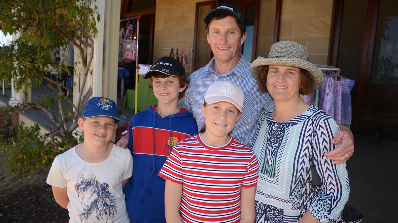 Clintonvale residents Lauren, Tom, Amy, Bernie and Merrill Ryan at Glengallan Homestead and Heritage Centre Markets.