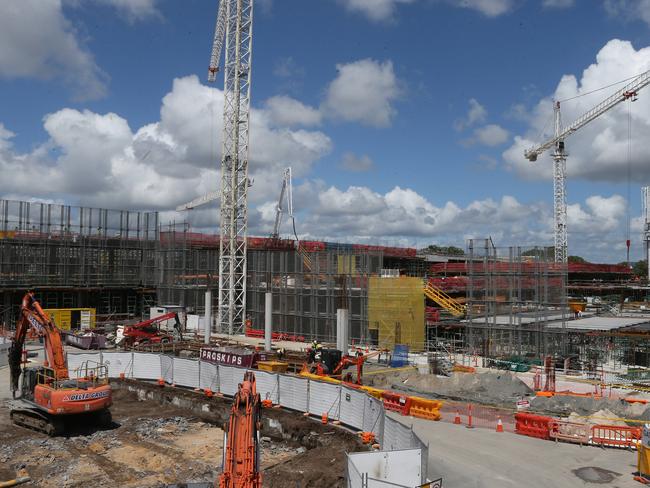 Construction continues on the re-development of the Pacific Fair Shopping Centre in Broadbeach. Picture by Scott Fletcher