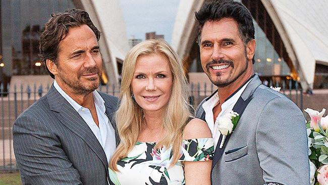 Katherine Kelly Lang with The Bold and the Beautiful co-stars Thorsten Kaye &amp; Don Diamont. (Picture: Supplied)