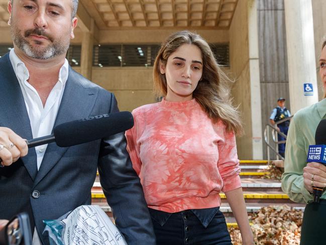 Ashlyn Nassif leaves Surry Hills police station. Picture: David Swift