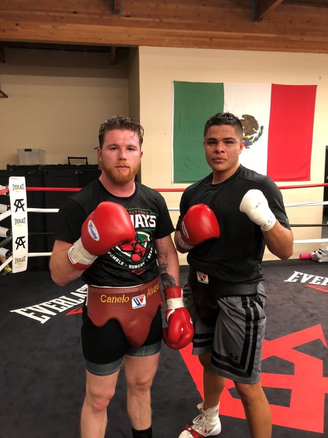 Australian boxer Bilal Akkawy sparring with Canelo Alvarez in LA.