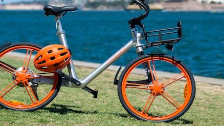 The orange and silver Mobike. Picture: supplied