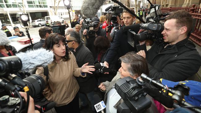 George Pell supporters leave the Supreme Court of Victoria. Picture: Getty Images