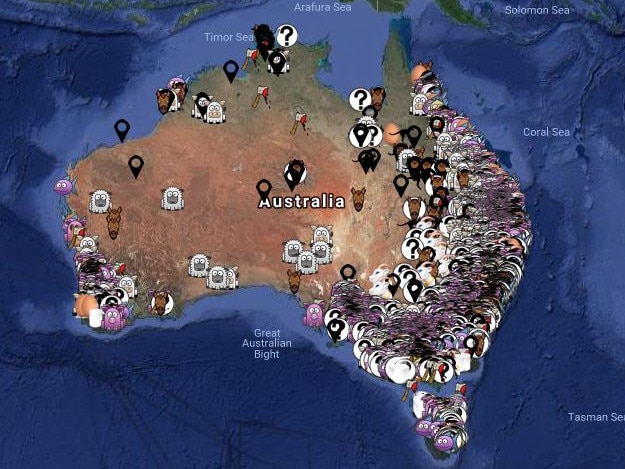 Aussie Farms: The map was released last week “to force transparency on an industry dependent on secrecy”, encouraging the public to upload photos and videos of the farms.